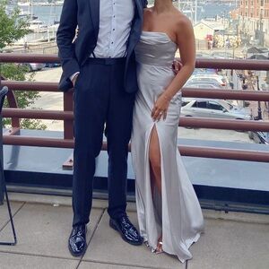 Birdy Grey Mia Convertible Metallic Silver Bridesmaid Dress